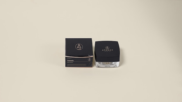 PSD Cosmetic jar and box mockup