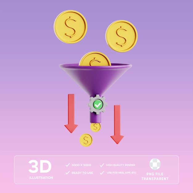 PSD psd cost reduction 3d illustration