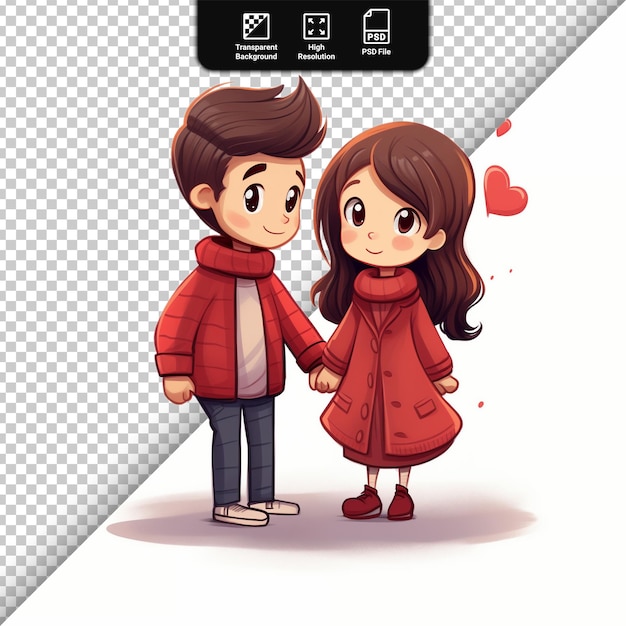 PSD psd couple in love isolated on transparent background