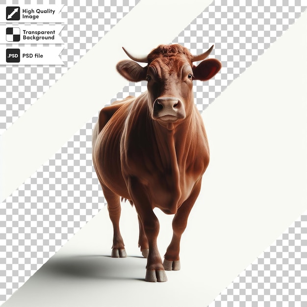 PSD cow with horns on transparent background