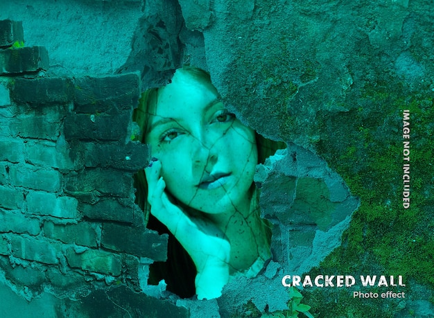 PSD cracked wall photo effect