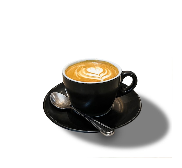 PSD Cup of coffee with milk and shadow for decoration and editing on transparent background