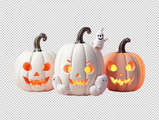 psd of a cute Halloween pumpkins and bats on transparent background