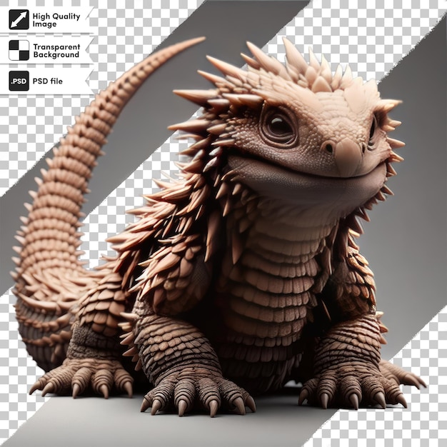 PSD cute little dragon on transparent background with editable mask layer