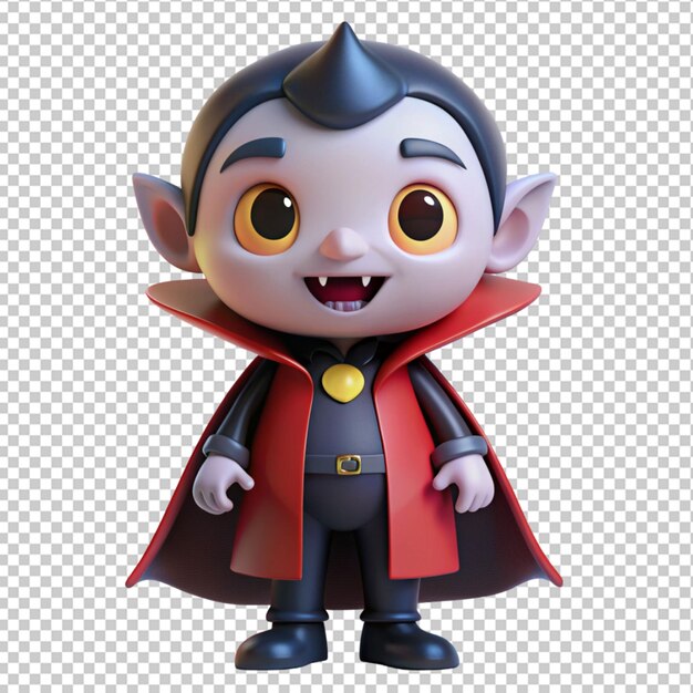 PSD psd of a cute vampire dracula 3d style isolated on transparent background