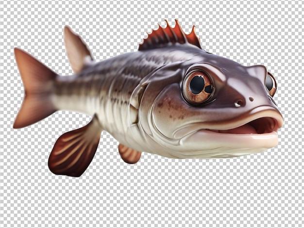 psd of a cutest Eel cod fish on transparent background