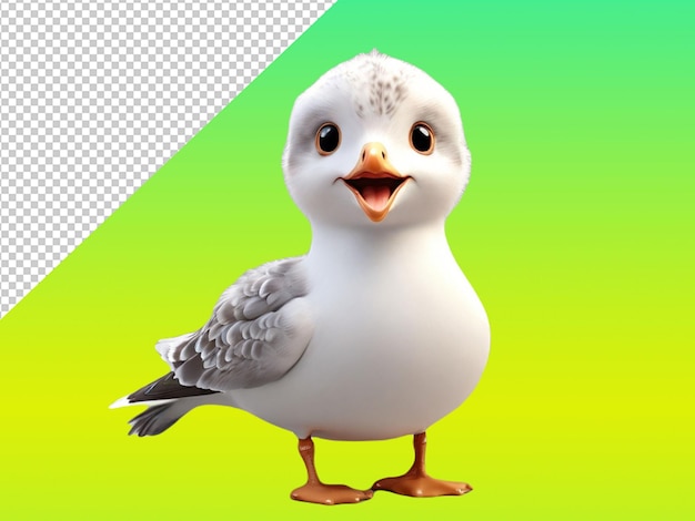 psd of a cutest ever seagull on transparent background