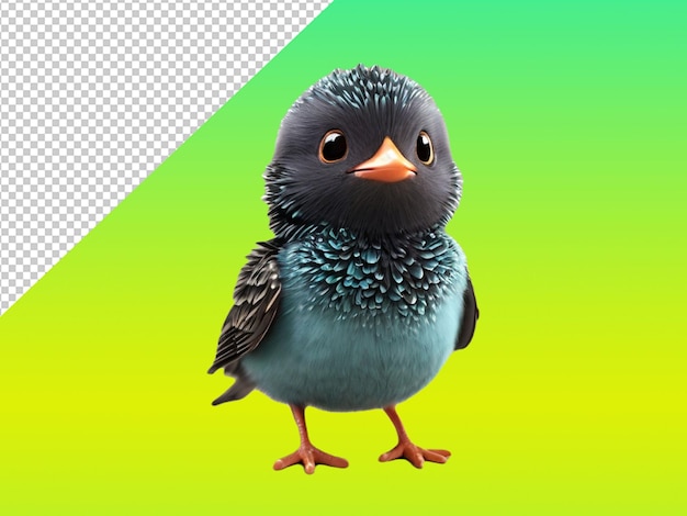 psd of a cutest ever starling on transparent background