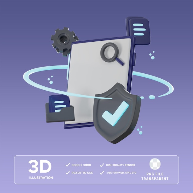 PSD cyber security 3D Illustration