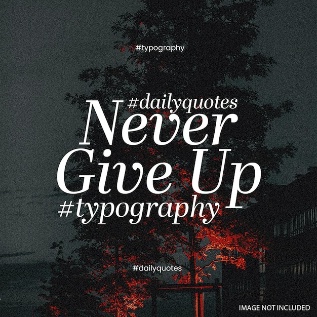 PSD Daily qoute on black background instagram post template