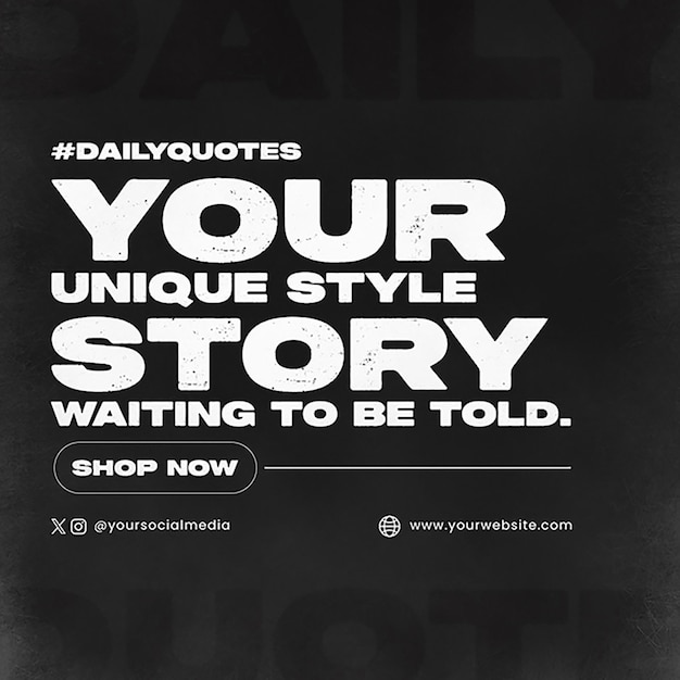 PSD psd daily quotes on black background instagram post template