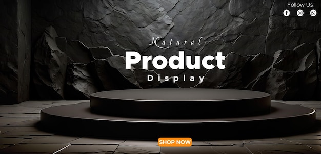 PSD Dark stone podium for product display presentation background