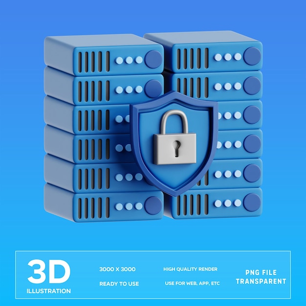 PSD Database Security 3D Illustration