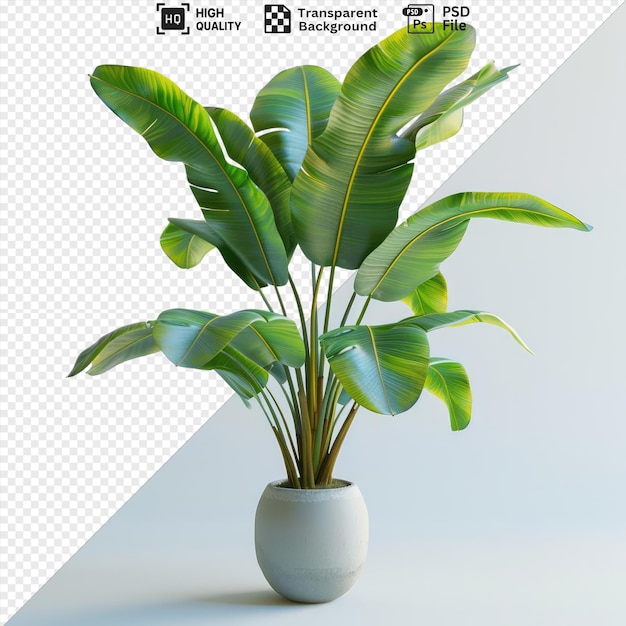 psd decorative banana plant png clipart in a white vase png psd