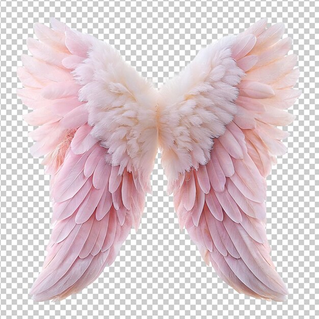 PSD of a delicate pink angel wings ethereal beauty on transparent background