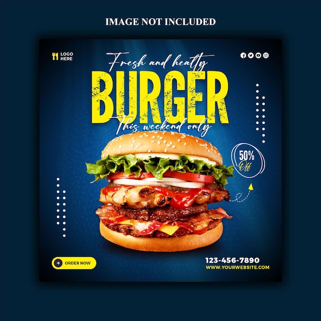 PSD psd delicious burger and food menu social media banner post template design