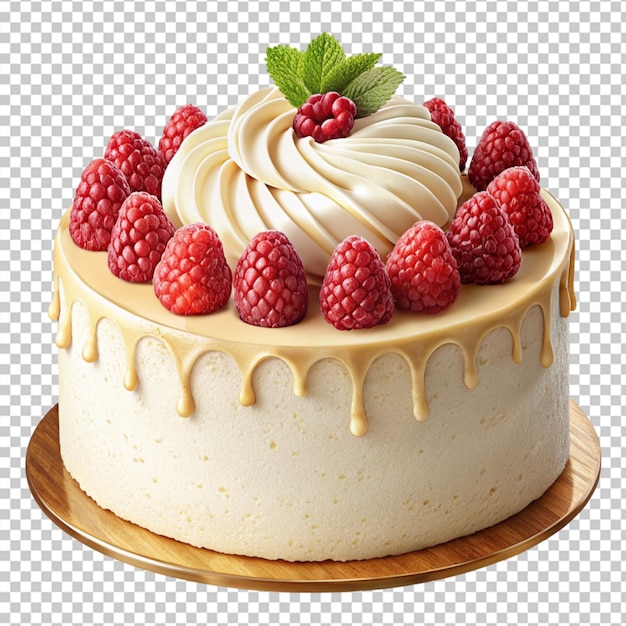 PSD of a delicious decorate white chocolate cake isolated on transparent background