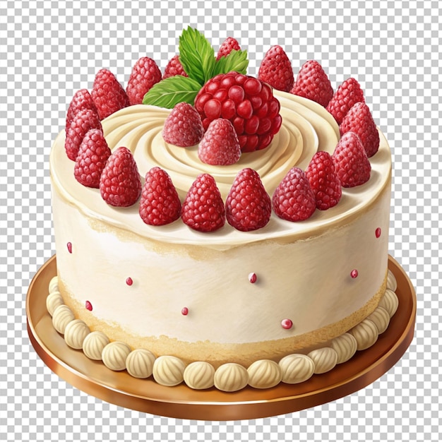 PSD of a delicious decorate white chocolate cake isolated on transparent background