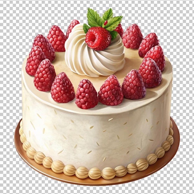 PSD of a delicious decorate white chocolate cake isolated on transparent background