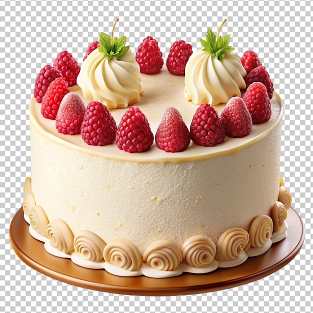 PSD of a delicious decorate white chocolate cake isolated on transparent background