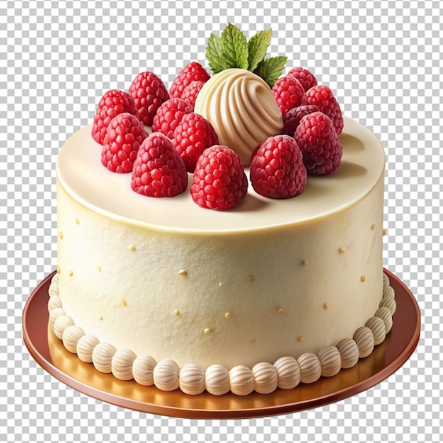 PSD of a delicious decorate white chocolate cake isolated on transparent background