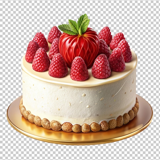 PSD of a delicious decorate white chocolate cake isolated on transparent background