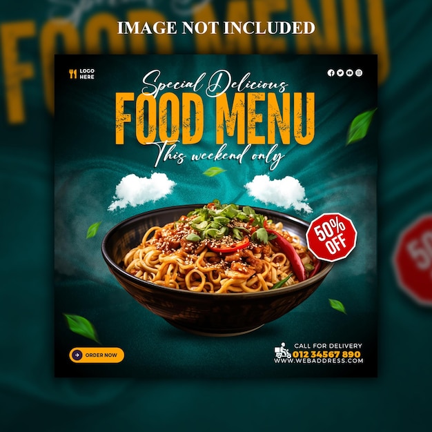 PSD delicious food menu social media banner or Instagram post template design