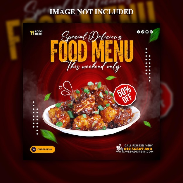 PSD delicious food menu social media banner or Instagram post template design