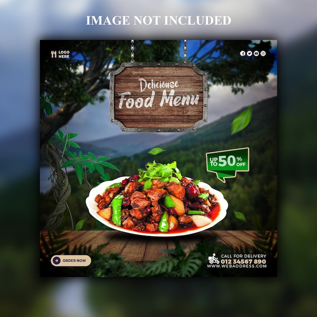 PSD delicious food menu social media banner or Instagram post template design