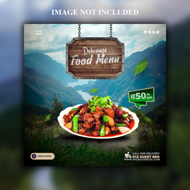 PSD delicious food menu social media banner or Instagram post template design