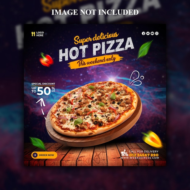 PSD delicious pizza and food menu social media banner post template design