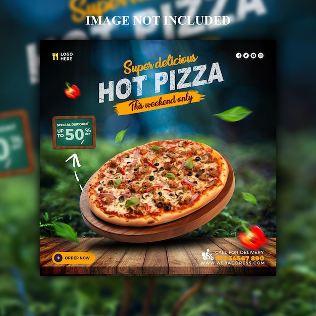 PSD delicious pizza and food menu social media banner post template design