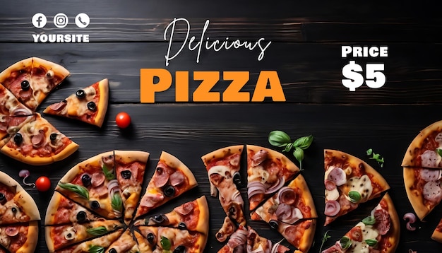 PSD delicious pizza social media instagram banner template