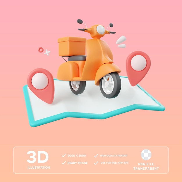 PSD delivery bike 3D Illustration