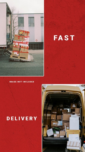 PSD Delivery Express Design Concept for Social Media and Instagram Story Template