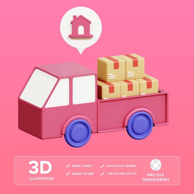 PSD delivery truck 3D Illustration