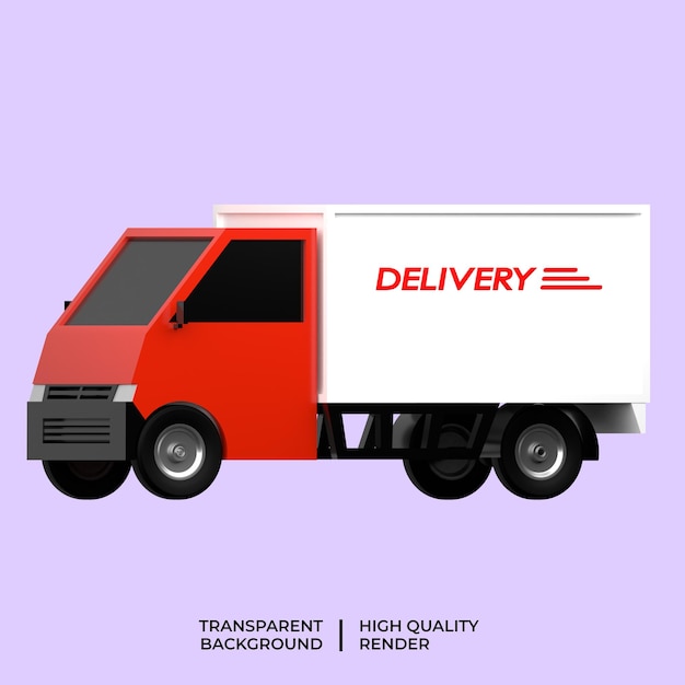 PSD psd delivery truck 3d render illustration on transparent background