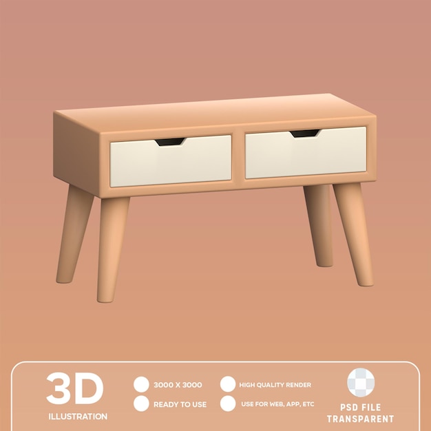 PSD Desk Table 3D illustration