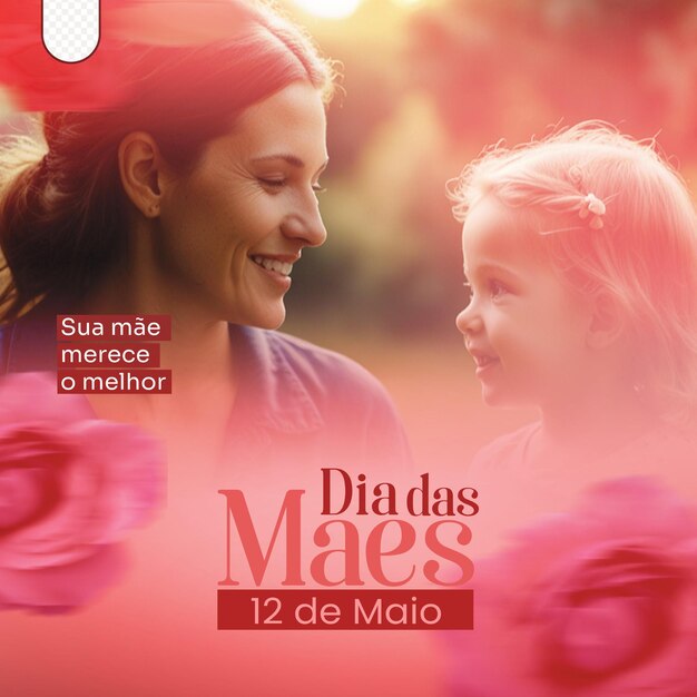 PSD psd dia das maes rosa poster