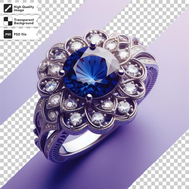 PSD diamond engagement ring on transparent background