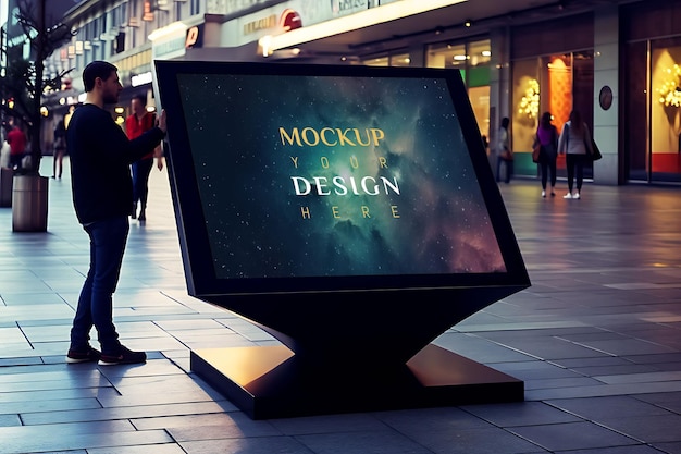 PSD digital information board mockup in mall