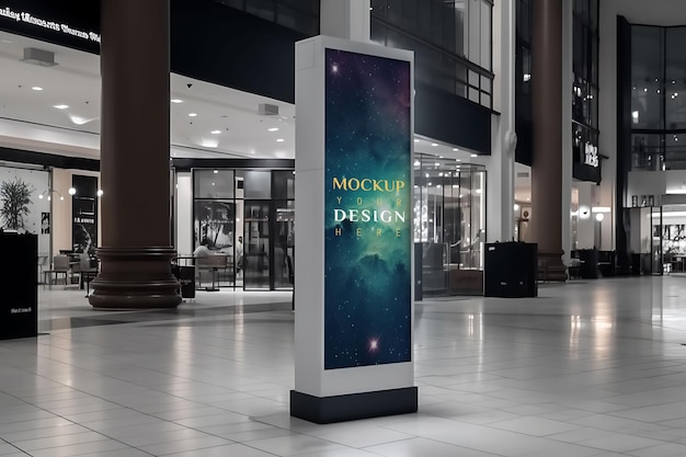 PSD digital information board mockup in mall