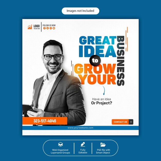 PSD digital marketing live webinar and corporate social media banner post template