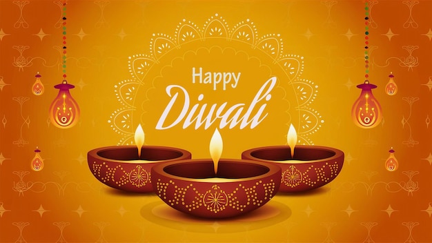 PSD diwali festival light greeting design