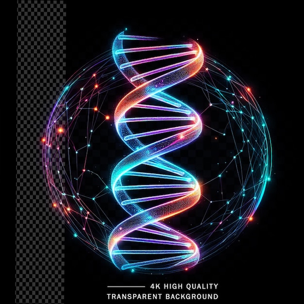 PSD dna helix isolated glowing on transparent background