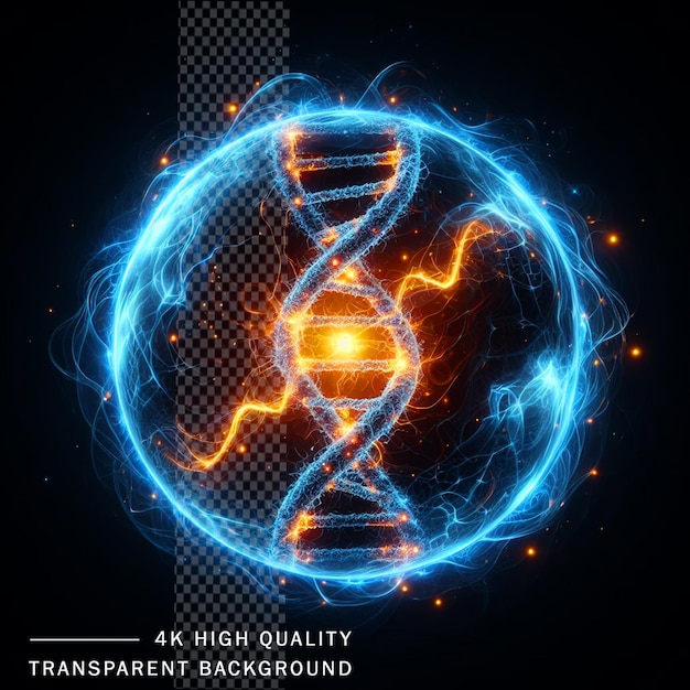 PSD dna helix isolated glowing on transparent background