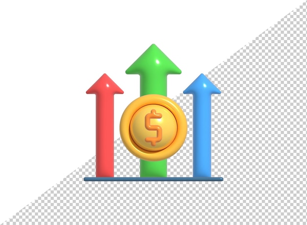 PSD Dollar growth comic bubble icon 3d render illustration