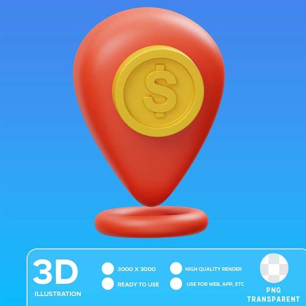 PSD Dollar Pin Location 3D Illustration