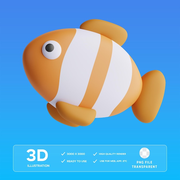 PSD dolly fish 3D Illustration