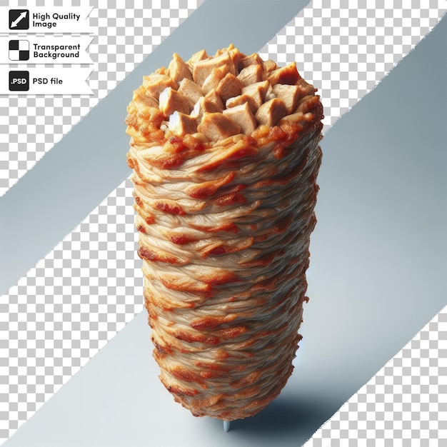 PSD doner kebab shawarma meat for restaurants on transparent background with editable mask layer